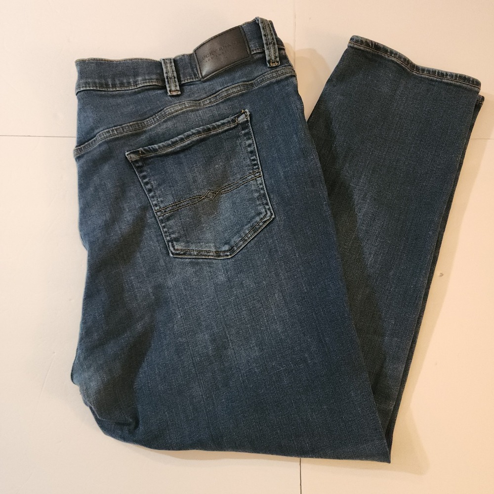 D87 Lucky Brand Athletic Taper Jeans Mens 46x28 Blue Dark Wash Denim Pants